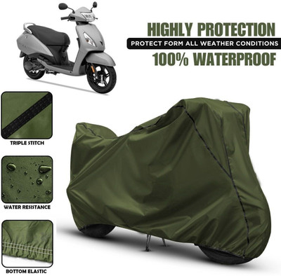 Shiv Kanha Waterproof Two Wheeler Cover for TVS(Jupiter, Green, Black)