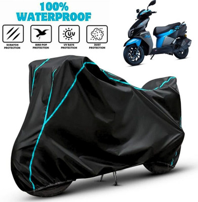 favy Waterproof Two Wheeler Cover for TVS(NTORQ, Black, Blue)