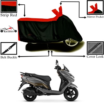 KEDIT Two Wheeler Cover for Suzuki(Burgman Street, Red, Black)