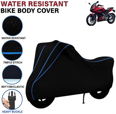 BigFly Waterproof Two Wheeler Cover for Bajaj(Pulsar 250, Black, Blue)