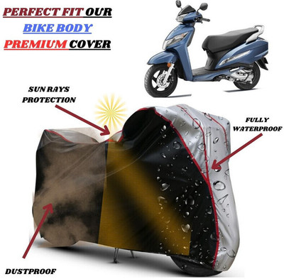 kerwa Waterproof Two Wheeler Cover for Honda(Activa 125, Black, Silver)