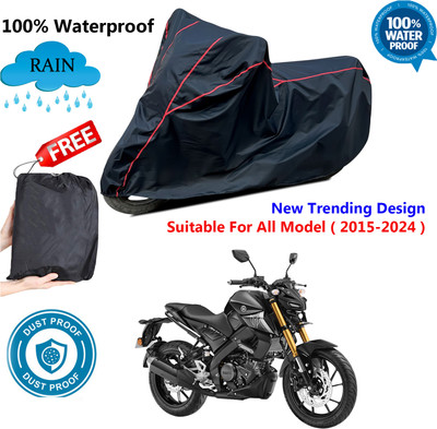 AutoGalaxy Waterproof Two Wheeler Cover for Yamaha(MT 15 New BS6, Black, Red)