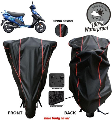 DeepShakshi AUTOMOTIVE Waterproof Two Wheeler Cover for TVS(Scooty Pep Plus BS6, Black, Red)