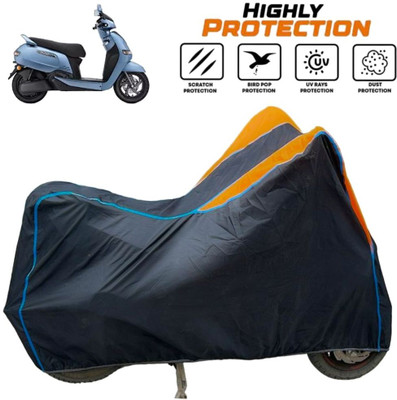 ZAQE Two Wheeler Cover for TVS(iQube Electric, Black, Orange, Blue)