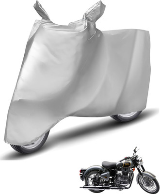 Caronix Waterproof Two Wheeler Cover for Royal Enfield(Classic 500, Silver)