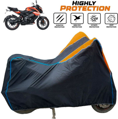 ZAQE Two Wheeler Cover for Bajaj(Pulsar NS125 BS6, Black, Orange, Blue)