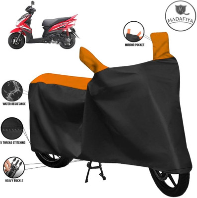 ZAQE Waterproof Two Wheeler Cover for Yamaha(Ray, Black, Orange)