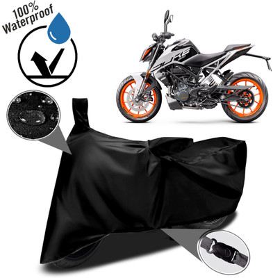 ROYAL AUTO MART Waterproof Two Wheeler Cover for KTM(200 Duke, Black)