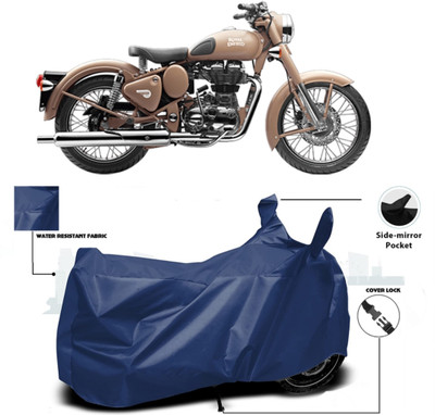 HWSXQAE Waterproof Two Wheeler Cover for Royal Enfield(Bullet 350 New, Blue)