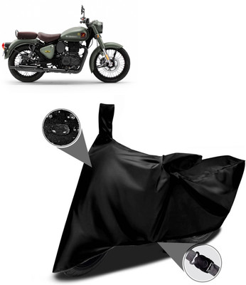 AutoGalaxy Waterproof Two Wheeler Cover for Royal Enfield(Classic 350 Signals, Black)