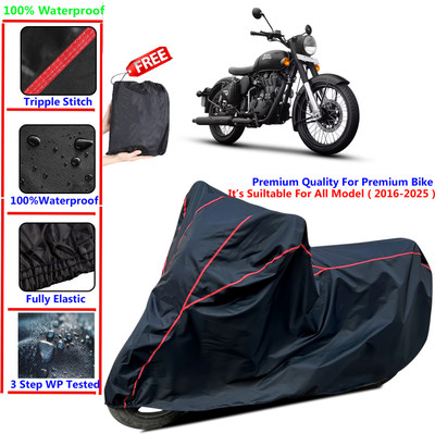 SThanaveX Waterproof Two Wheeler Cover for Royal Enfield(Classic Stealth Black, Black)