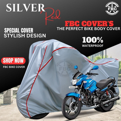 FBC Waterproof Two Wheeler Cover for Hero(Glamour, Silver, Red)