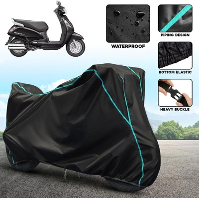 xodi Waterproof Two Wheeler Cover for Suzuki(New Access 125, Black, Blue)