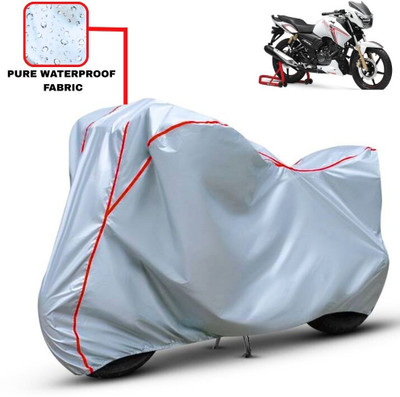Delphinium Waterproof Two Wheeler Cover for TVS(Apache RTR 180, Silver, Red)