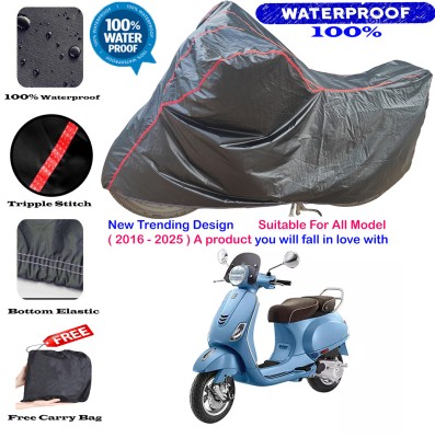 AutoGalaxy Waterproof Two Wheeler Cover for Vespa(Elegante 150 BS6, Black, Red)