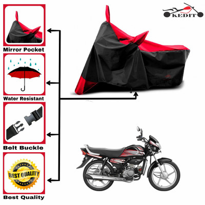 KEDIT Two Wheeler Cover for Hero(HF Deluxe, Red, Black)