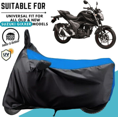 MADAFIYA Waterproof Two Wheeler Cover for Suzuki(Gixxer, Black, Blue)