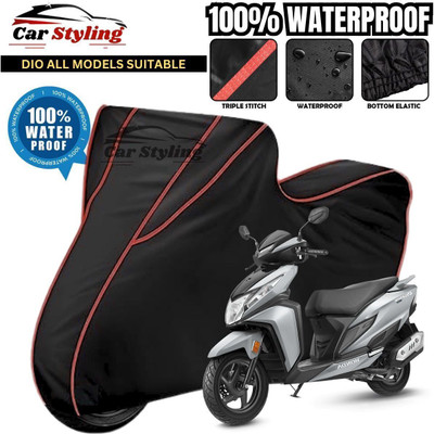 Car Styling Waterproof Two Wheeler Cover for Honda(Dio, Black, Red)