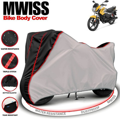 Mwiss Waterproof Two Wheeler Cover for Hero(Passion Pro, Silver, Black)