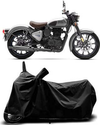 Auto World Waterproof Two Wheeler Cover for Royal Enfield(Classic 350, Black)
