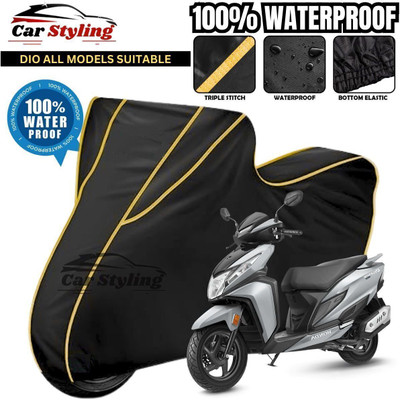 Car Styling Waterproof Two Wheeler Cover for Honda(Dio, Black, Yellow)