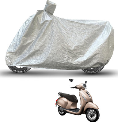 Caronix Waterproof Two Wheeler Cover for Bajaj(Chetak, Silver)