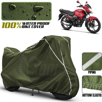 xodi Waterproof Two Wheeler Cover for Hero(Glamour BS6, Green, White)