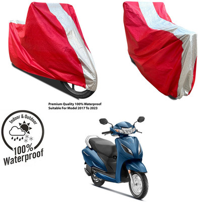 AutoGalaxy Waterproof Two Wheeler Cover for Royal Enfield(Classic 350, Silver, Red)
