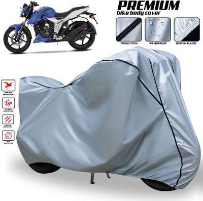 AutoGalaxy Waterproof Two Wheeler Cover for TVS(Apache RTR 160, Silver, Black)