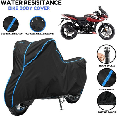 VOICO Waterproof Two Wheeler Cover for Bajaj(Pulsar 220F, Black, Blue)