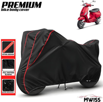 Mwiss Waterproof Two Wheeler Cover for Vespa(VXL 125 BS6, Black, Red)