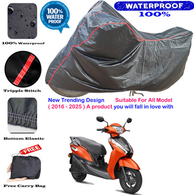 OliverX Waterproof Two Wheeler Cover for Ampere(Zeal, Black, Red)
