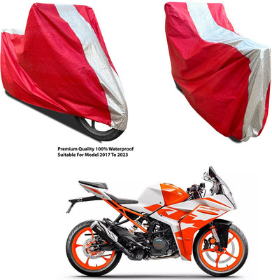 AutoGalaxy Waterproof Two Wheeler Cover for KTM(RC 125 BS6, Silver, Red)