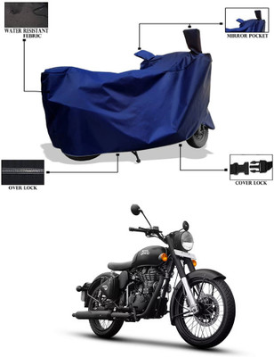 PAGORA Waterproof Two Wheeler Cover for Royal Enfield(Classic Stealth Black, Blue)