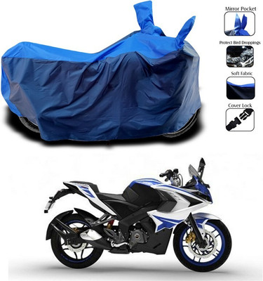 DeepShakshi AUTOMOTIVE Two Wheeler Cover for Bajaj(Pulsar RS 200, Black, Blue)