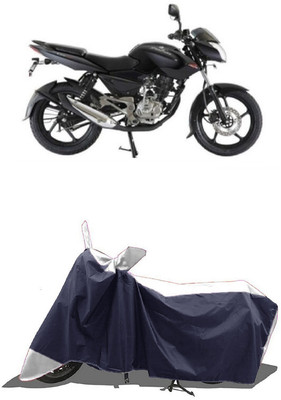 SUGASHRI Waterproof Two Wheeler Cover for Bajaj(Pulsar 135 LS DTS-i, White, Blue)