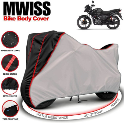 Mwiss Waterproof Two Wheeler Cover for Hero(Glamour, Silver, Black)