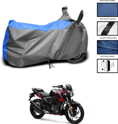 DeepShakshi AUTOMOTIVE Two Wheeler Cover for TVS(Apache RTR 200 4V, Grey, Blue)