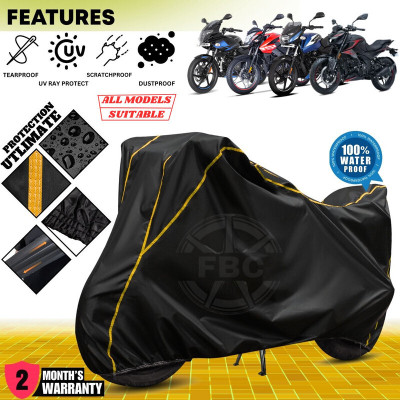 AutoGalaxy Waterproof Two Wheeler Cover for Bajaj(Pulsar, Black, Yellow)