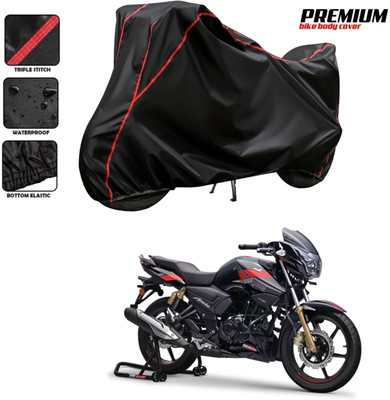 MADAFIYA Waterproof Two Wheeler Cover for TVS(Apache RTR 180, Black, Red)