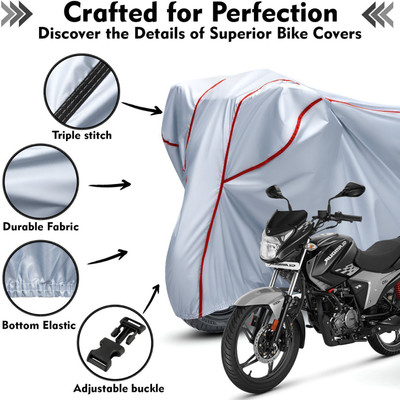 AutoGalaxy Waterproof Two Wheeler Cover for Hero(Glamour, Silver, Red)