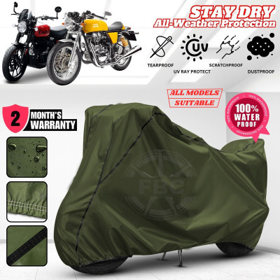 AutoGalaxy Waterproof Two Wheeler Cover for Royal Enfield(Hunter 350, Green, Black)