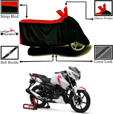 KEDIT Two Wheeler Cover for TVS(Apache RTR 160 4V, Red, Black)