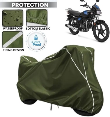 kerwa Waterproof Two Wheeler Cover for Hero(Splendor Pro Classic, Green, White)