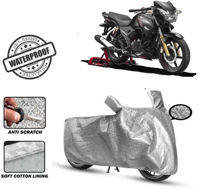 Autoinnovation Waterproof Two Wheeler Cover for TVS(Apache RTR 180, Silver)