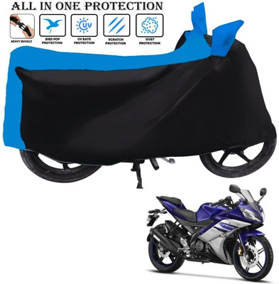 OliverX Waterproof Two Wheeler Cover for Yamaha(R15 V3, Black, Blue)