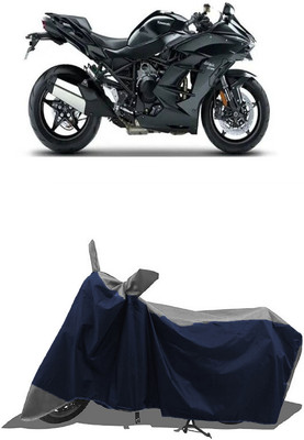 SUGASHRI Waterproof Two Wheeler Cover for Kawasaki(Ninja H2 SX BS6, Grey, Blue)