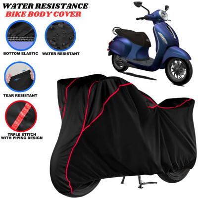 SRP PRODUCT Waterproof Two Wheeler Cover for Bajaj(Chetak, Black, Red)