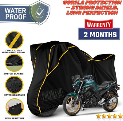 POLYMAXX Waterproof Two Wheeler Cover for Yamaha(FZ 25 BS6, Black, Yellow)