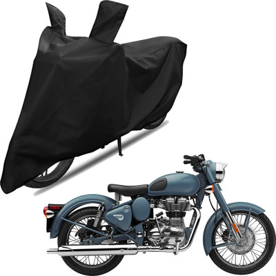 RiderShine Two Wheeler Cover for Royal Enfield(Squadron Blue, Black)